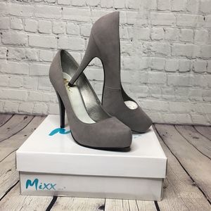 Mixx Shuz Grey Suede Stitch To Heel